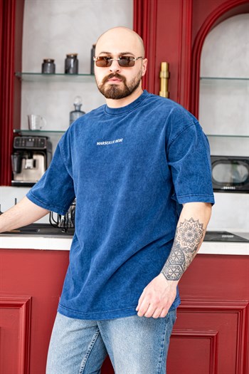 Nakışlı ve Sırtı Baskı Detaylı Yıkamalı OversizeT-Shirt (TSM75)