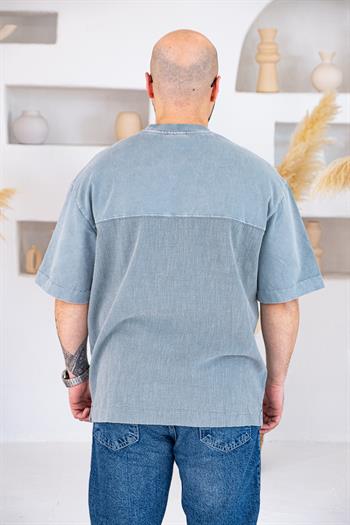 Nakışlı ve Sırtı Parça Detaylı Yıkamalı OversizeT-Shirt (TSG72)