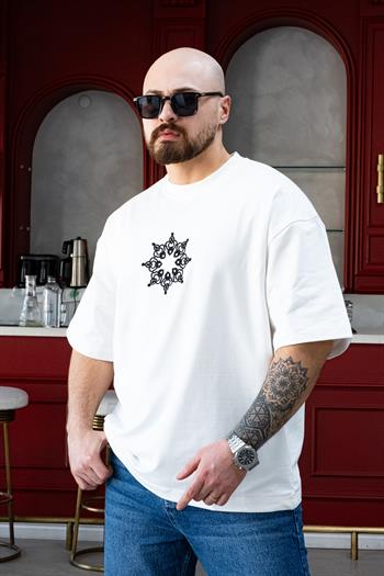 Ön Arka Nakış Detaylı Oversize T-Shirt (TSB47)