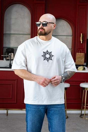 Ön Arka Nakış Detaylı Oversize T-Shirt (TSB47)