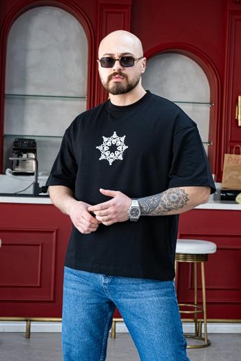 Ön Arka Nakış Detaylı Oversize T-Shirt (TSS47)