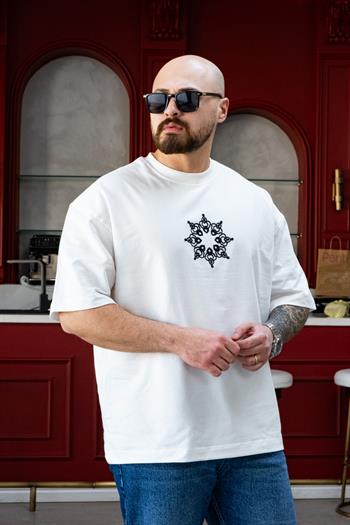 Ön Arka Nakış Detaylı Oversize T-Shirt (TSB47)