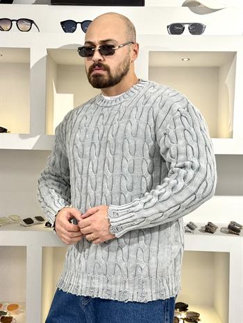 Örgü Detaylı Rahat Kalıp Kazak  (SVTG60)