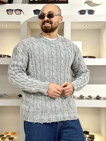 Örgü Detaylı Rahat Kalıp Kazak  (SVTG60)