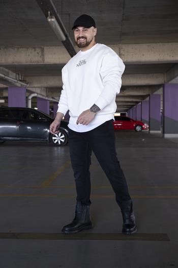 Oversize Baskılı Şardonlu Sweatshirt (SVTB15)