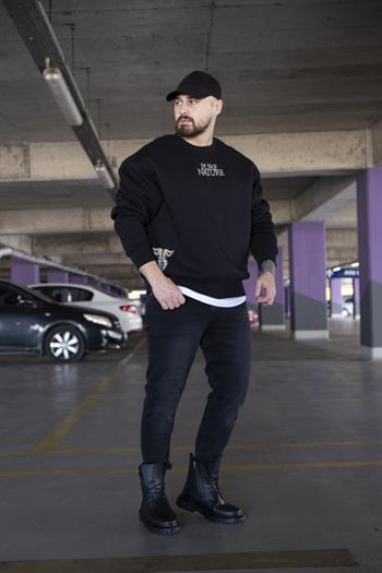 Oversize Baskılı Şardonlu Sweatshirt (SVTS15)