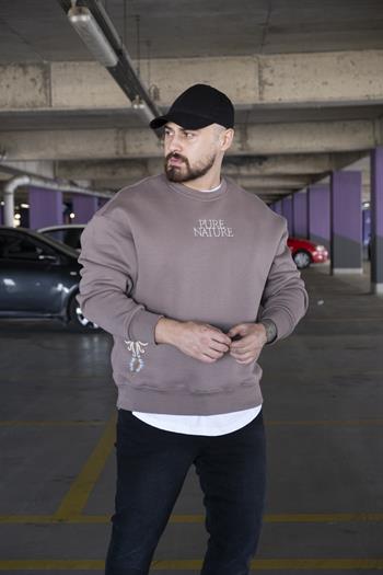 Oversize Baskılı Şardonlu Sweatshirt (SVTK15)