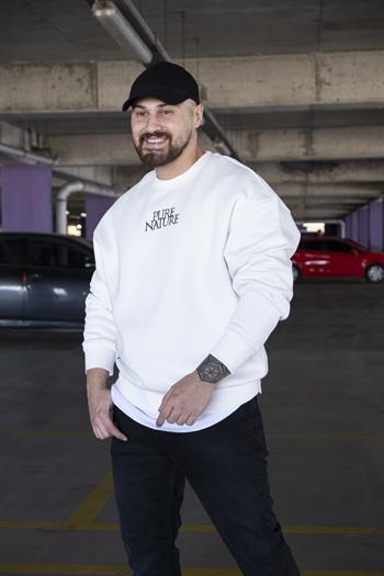 Oversize Baskılı Şardonlu Sweatshirt (SVTB15)