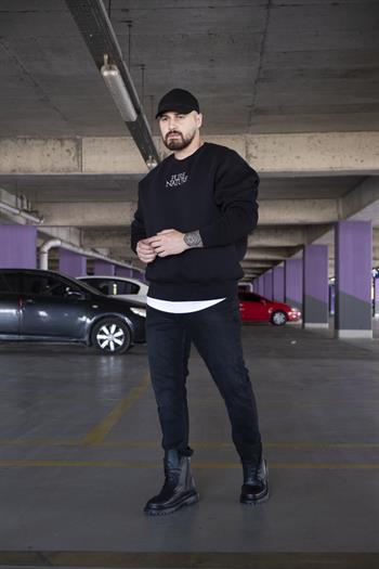 Oversize Baskılı Şardonlu Sweatshirt (SVTS15)