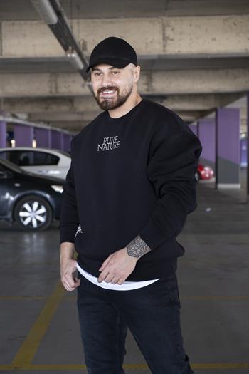 Oversize Baskılı Şardonlu Sweatshirt (SVTS15)