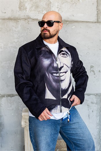 Oversize İkonik Baskılı Kadife Tasarım Ceket (MEV70)