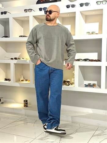 Pis Kesim Oversize Nubuk Sweatshirt (SVTG67)