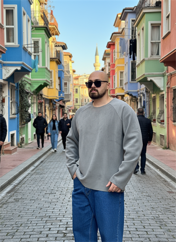 Pis Kesim Oversize Nubuk Sweatshirt (SVTG67)