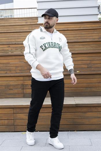 Polo Yaka Baskılı Üç İplik Sweatshirt (SVTB25)