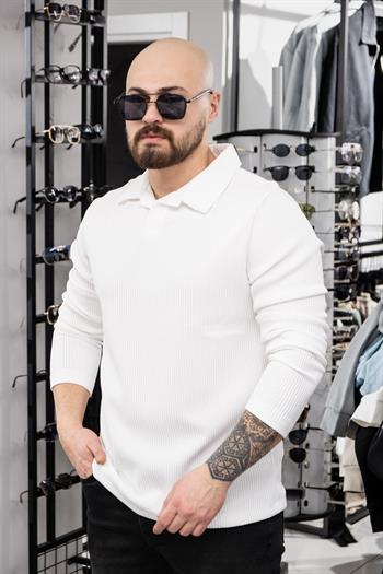 Polo Yaka Kendinden Desenli Sweat (K-SWTB27)