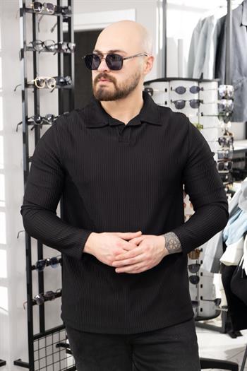 Polo Yaka Kendinden Desenli Sweat (K-SWTS27)