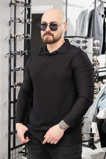 Polo Yaka Kendinden Desenli Sweat (K-SWTS27)