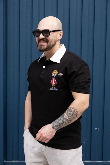 Polo Yaka Nakış Detaylı Rahat Kalıp T-Shirt (TSS13)