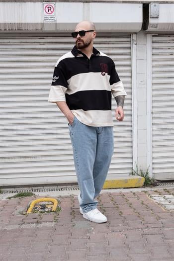 Polo Yaka Nakışlı Oversize T-Shirt (TSS10)