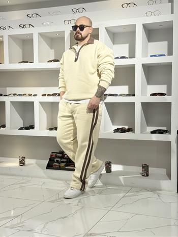 Polo Yaka Rahat Kalıp Üç İplik Şardonlu Eşofman Takımı (TKKR28)