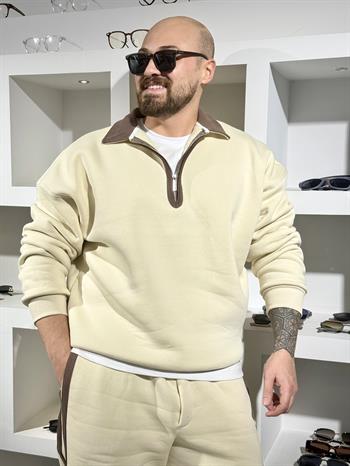 Polo Yaka Rahat Kalıp Üç İplik Şardonlu Eşofman Takımı (TKKR28)