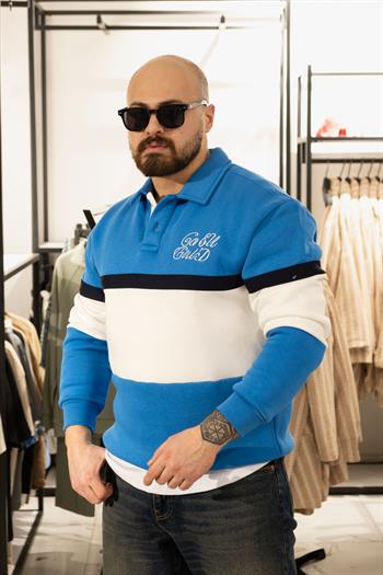 Polo Yaka Üç İplik Şardonlu Sweatshirt (K-SWTM35)