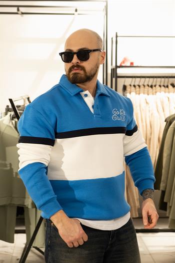 Polo Yaka Üç İplik Şardonlu Sweatshirt (K-SWTM35)