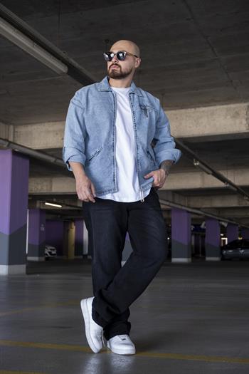 Rahat Kalıp Fermuar Detaylı Kot Ceket (MEVM14)