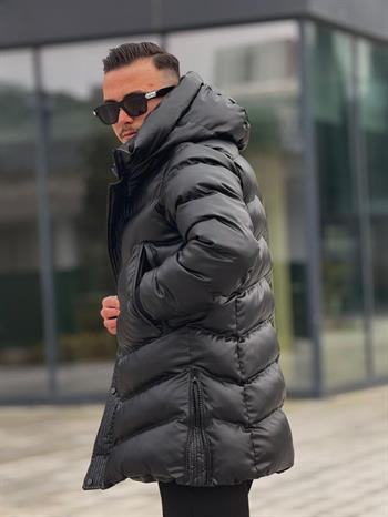 Rahat Kalıp Uzun Şişme Deri Mont (İGS05)