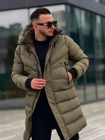 Rahat Kalıp Uzun Şişme Yüksek Yaka Mont (İGY03)