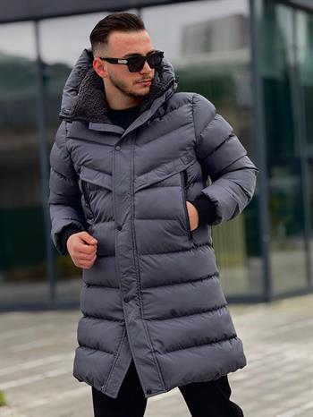 Rahat Kalıp Uzun Şişme Yüksek Yaka Mont (İGA03)