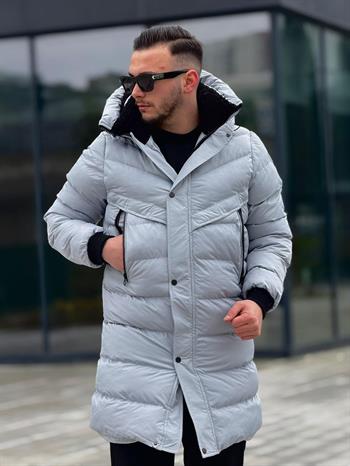 Rahat Kalıp Uzun Şişme Yüksek Yaka Mont (İGG03)