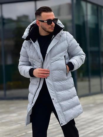 Rahat Kalıp Uzun Şişme Yüksek Yaka Mont (İGG03)