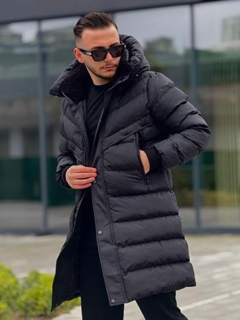 Rahat Kalıp Uzun Şişme Yüksek Yaka Mont (İGS03)