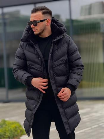 Rahat Kalıp Uzun Şişme Yüksek Yaka Mont (İGS03)