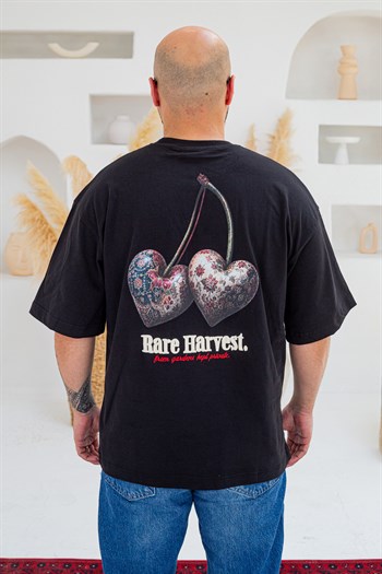 Rare Harvest Kalp Kiraz Baskılı Oversize T-Shirt (TSS100)