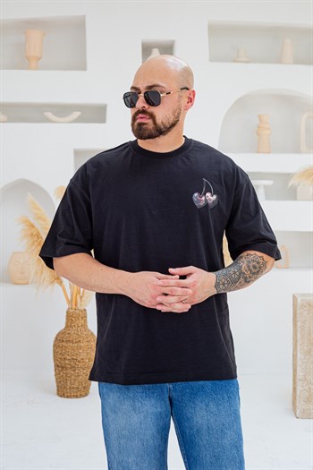 Rare Harvest Kalp Kiraz Baskılı Oversize T-Shirt (TSS100)