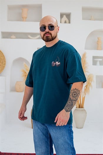 Rare Harvest Kalp Kiraz Baskılı Oversize T-Shirt (TSM100)