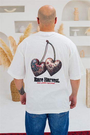Rare Harvest Kalp Kiraz Baskılı Oversize T-Shirt (TSB100)