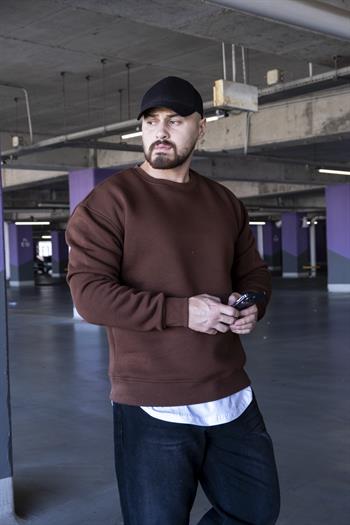 Şardonlu Üç İplik Oversize Sweatshirt (SVTKA12)