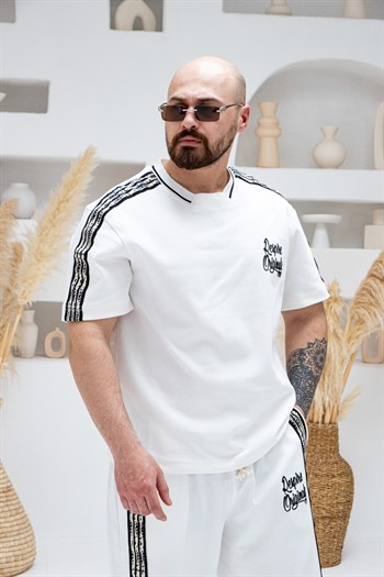 Şerit Detaylı Oysho Kumaş  Alt/Üst Rahat Kalıp Takım (TKB45)