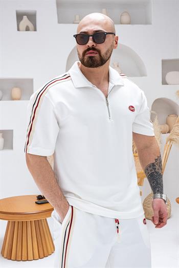 Şerit Detaylı Oysho Kumaş  Alt/Üst Rahat Kalıp Takım (TKB43)