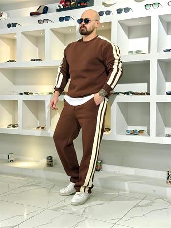 Şerit Detaylı Üç İplik Şardonlu Eşofman Takımı (TKKA26)