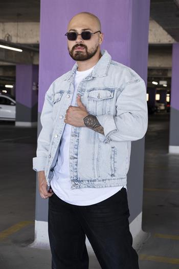 Sırt Baskısı Detaylı Oversize Kot Ceket (MEV11)