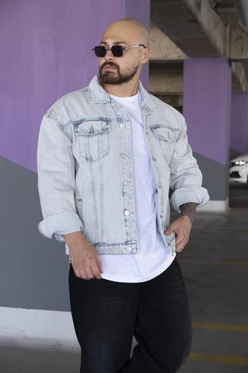 Sırt Baskısı Detaylı Oversize Kot Ceket (MEV11)