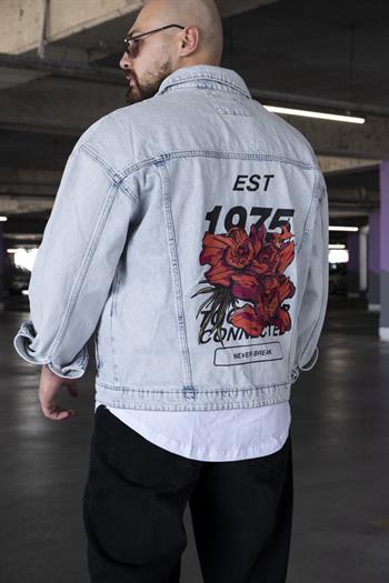 Sırt Baskısı Detaylı Oversize Kot Ceket (MEV11)