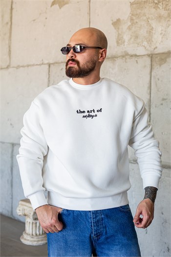 Sırt Şapka ve Bandana Nakışlı Bisiklet Yaka Sweatshirt (SVTB104)