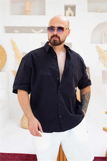 Sırtı Baskılı Kısa Kollu Oversize Gömlek (GMS144)