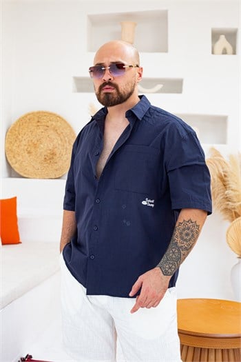 Sırtı Baskılı Kısa Kollu Oversize Gömlek (GML144)