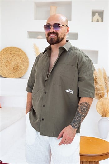 Sırtı Baskılı Kısa Kollu Oversize Gömlek (GMY144)